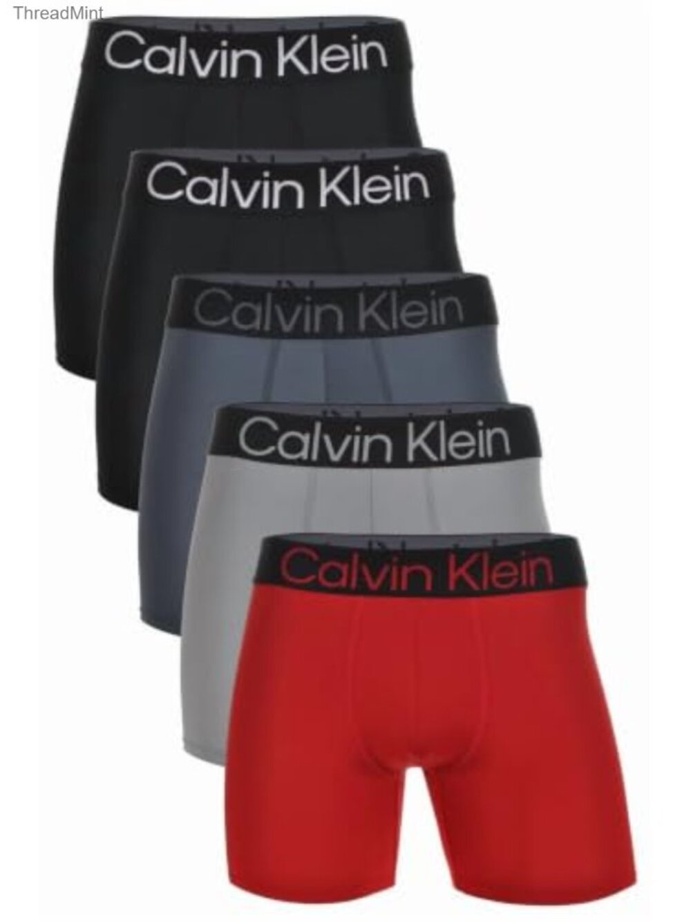 Microfiber Stretch Boxer Briefs 5-Pack Moisture-Wicking Contoured Pouch Full